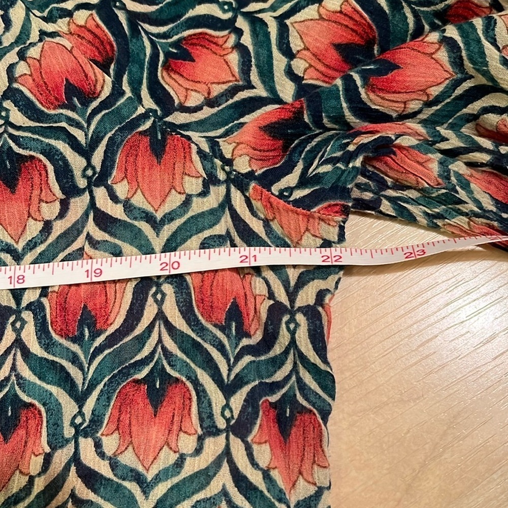 Lucky Brand Popover Blouse Top Boho Floral 3/4 Sleeve Size XL - Picture 4 of 8